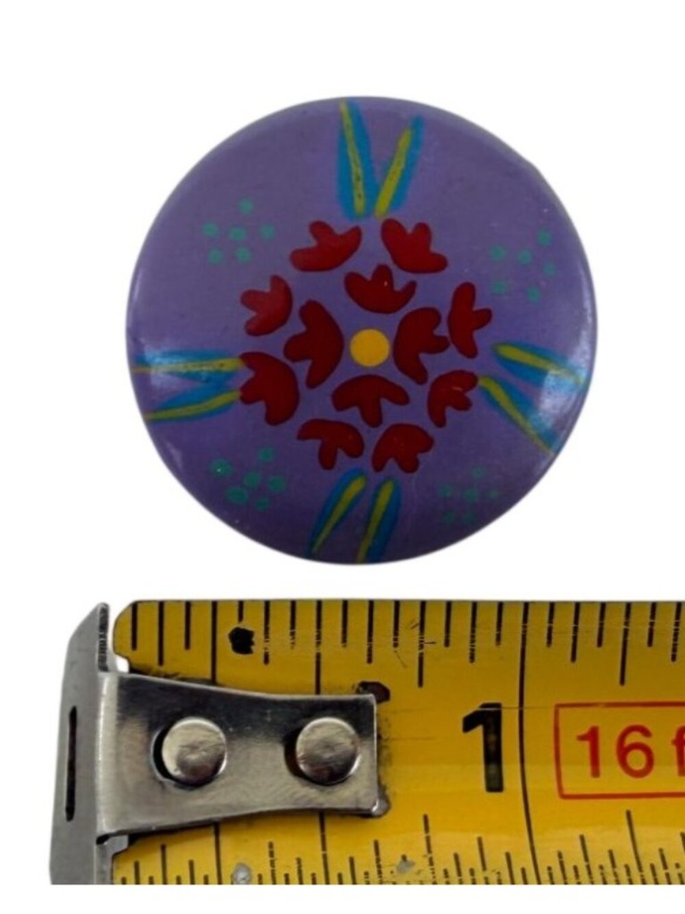 Vintage NOS Large Button Stud Purple Pierced Earrings Flower Hypo-Allergenic 80s - Picture 2 of 3